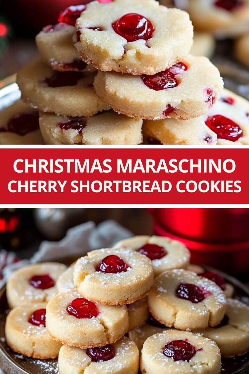 Christmas Maraschino Cherry Shortbread Cookies