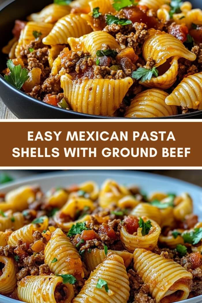 EASY MEXICAN PASTA SHELLS WITH GROUND BEEF