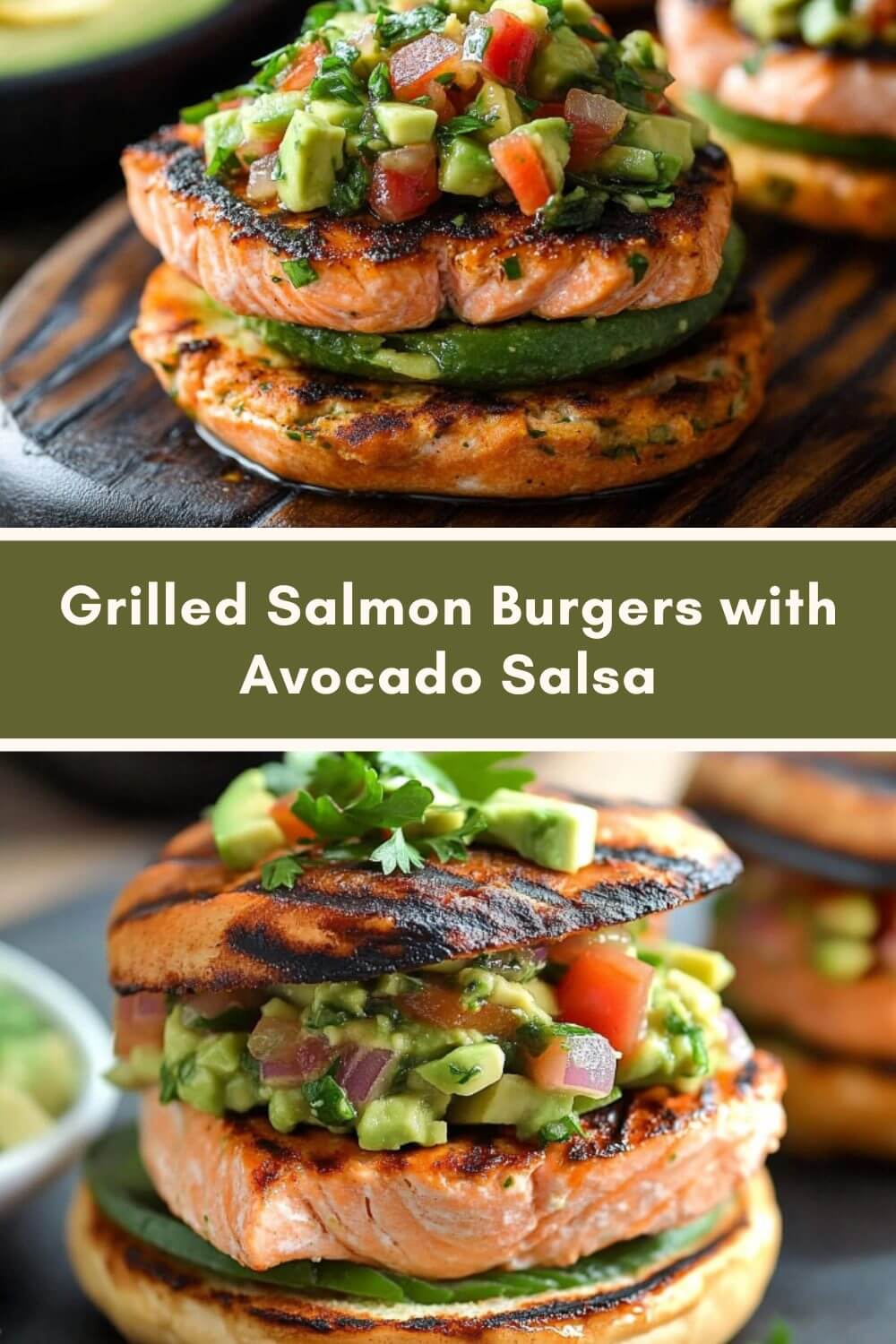 Grilled Salmon Burgers with Avocado Salsa