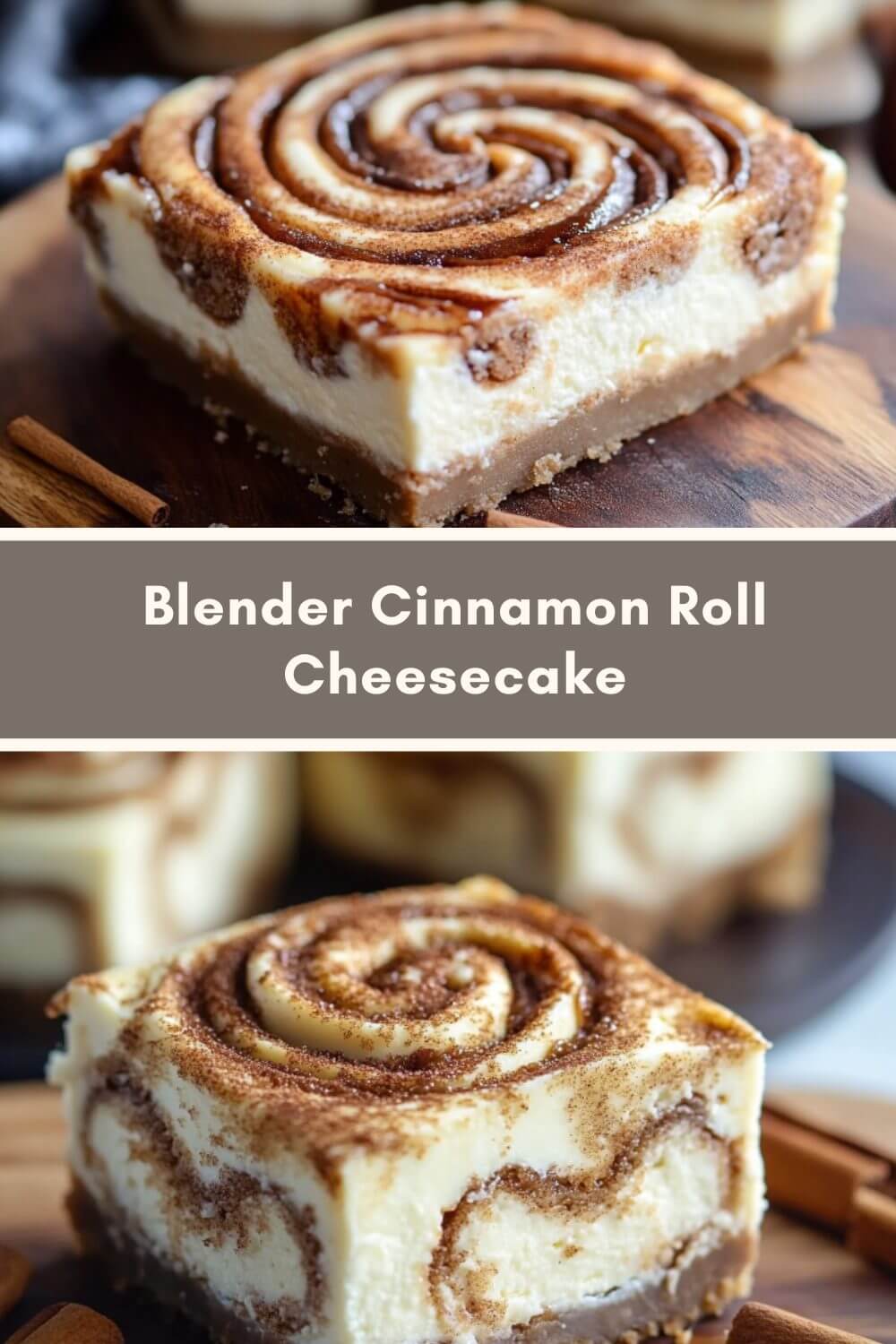 Blender Cinnamon Roll Cheesecake