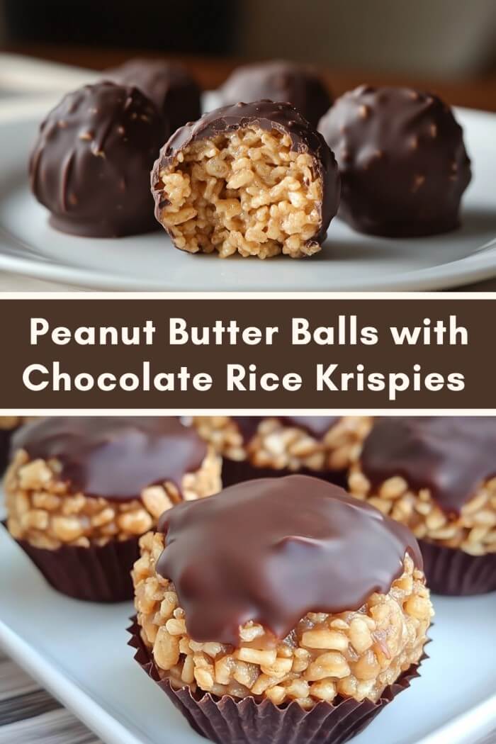 Peanut Butter Balls with Chocolate Rice Krispies