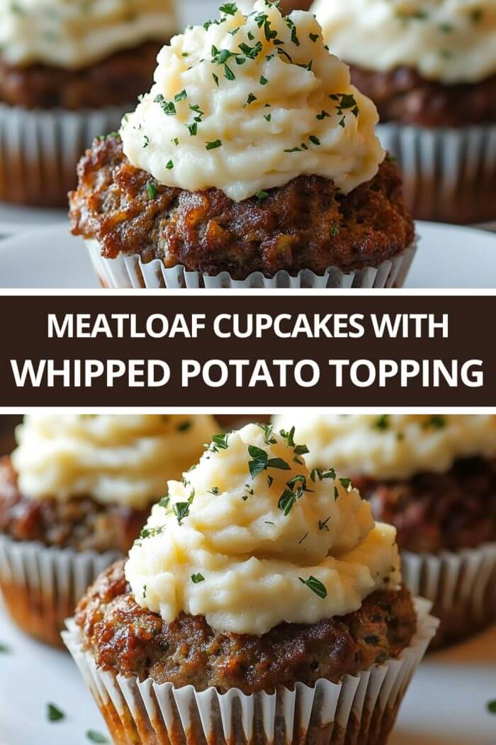 Meatloaf Cupcakes with Whipped Potato Topping