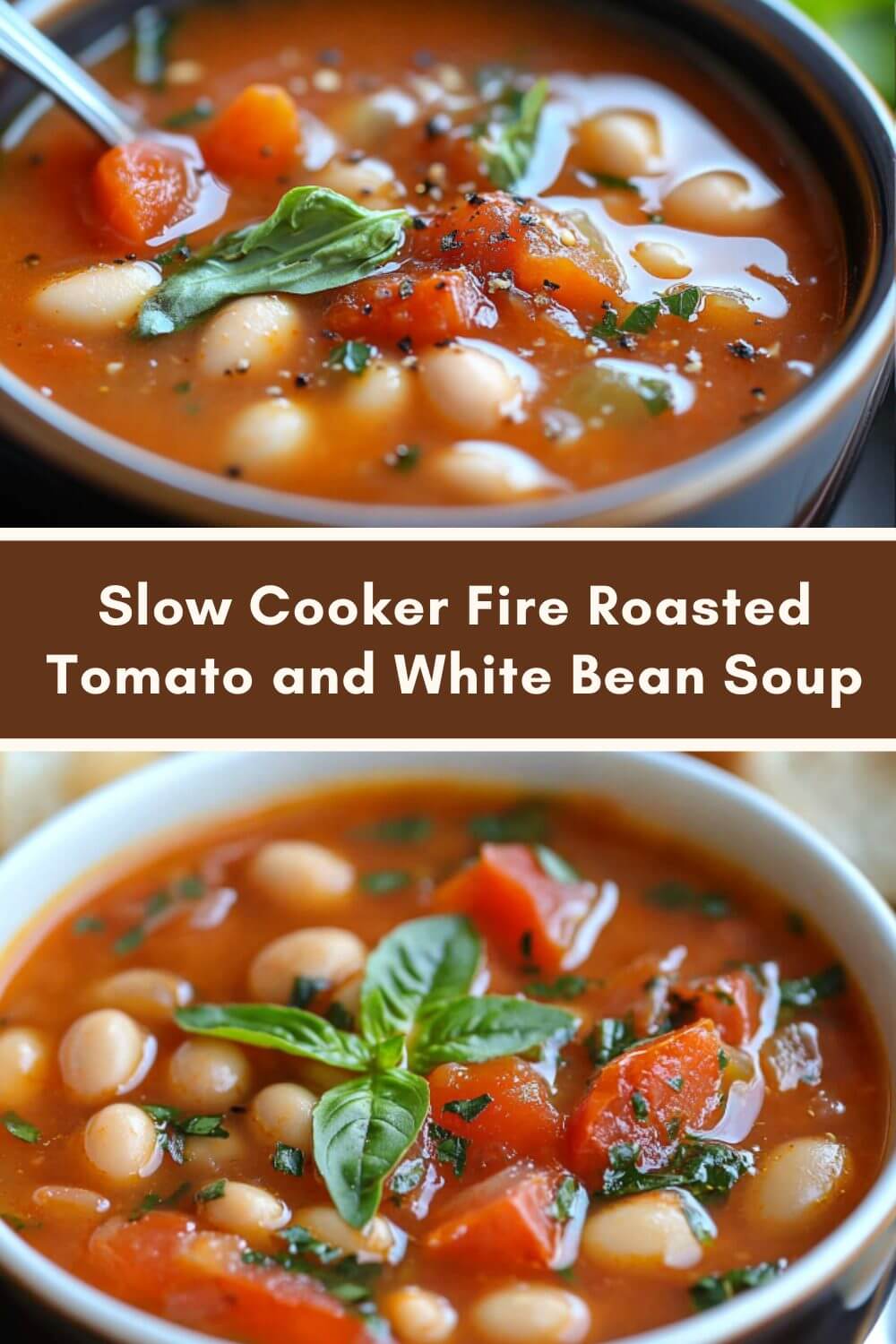 Slow Cooker Fire Roasted Tomato and White Bean Soup