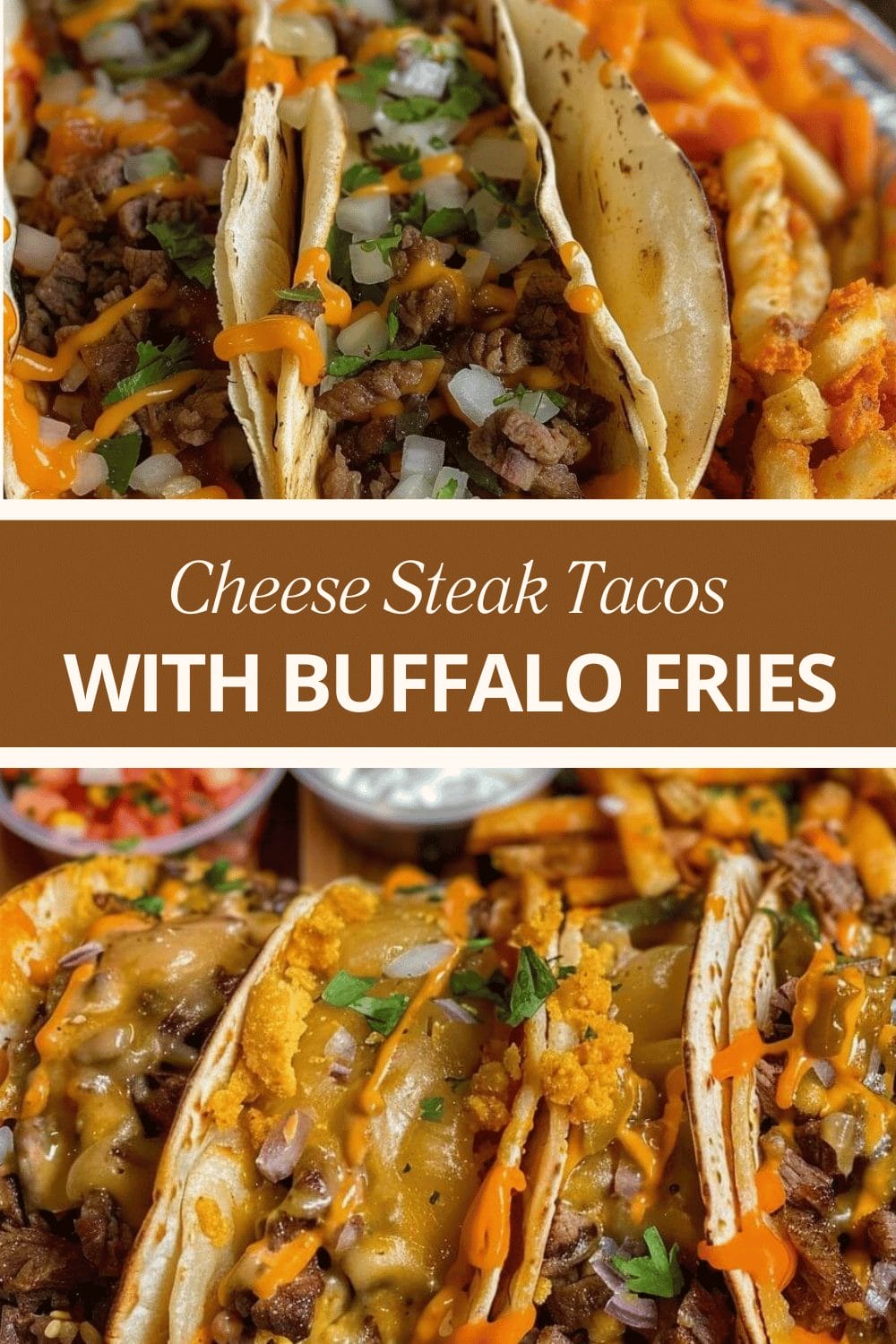 Cheese Steak Tacos With Buffalo Fries