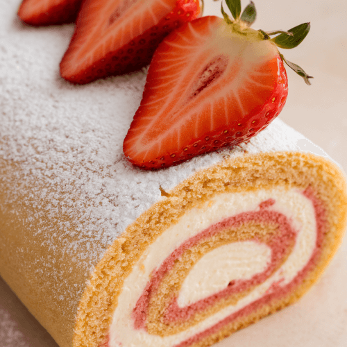 A Strawberries Cream Cake Roll