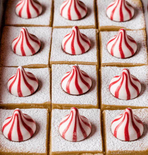 Candy Cane Kiss Sugar Cookie Bars