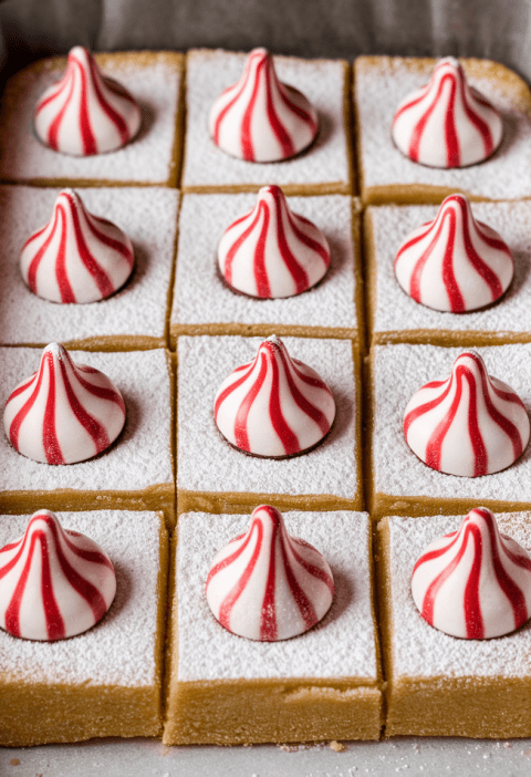 Candy Cane Kiss Sugar Cookie Bars