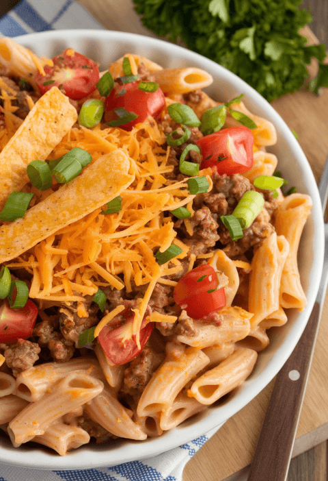 Cheesy Taco Cream Cheese Pasta