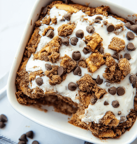 Chocolate Chip Cinnamon Roll Cake