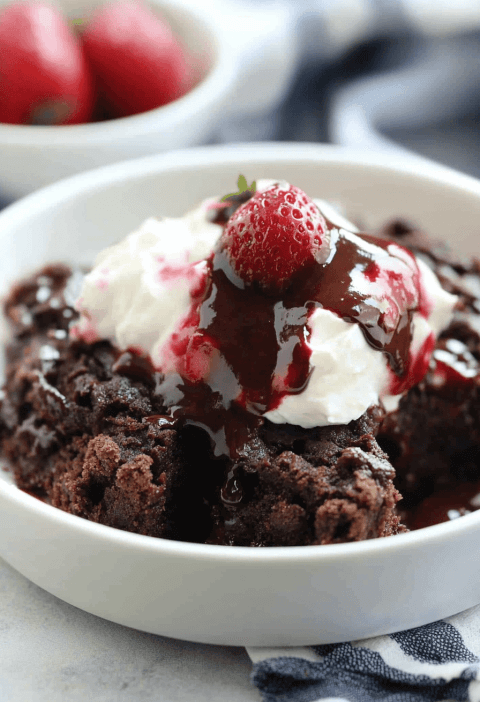 Chocolate Strawberry Dump Cake