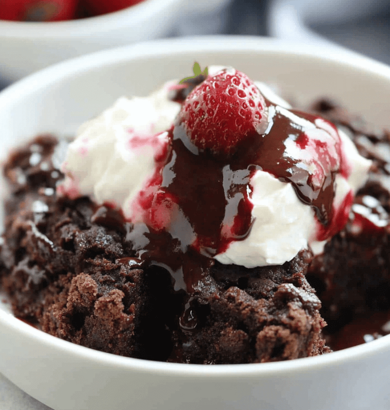 Chocolate Strawberry Dump Cake