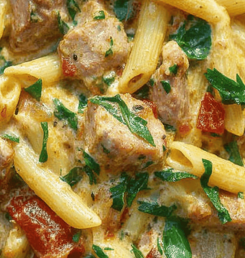 Creamy Tuscan Pork Pasta Skillet