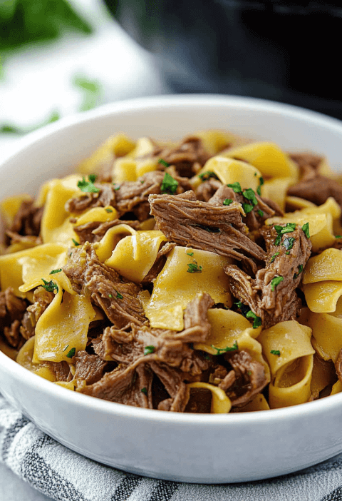 Crockpot Mississippi Beef And Noodles