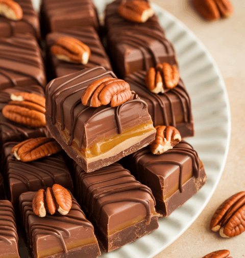 Homemade Turtle Candy With Pecans And Caramel