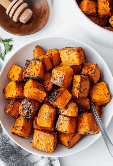Honey Cinnamon Roasted Sweet Potatoes