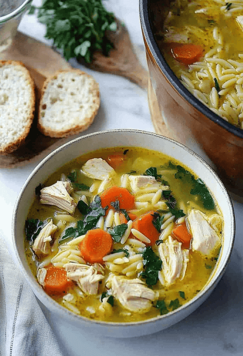 Lemon Chicken Orzo Soup