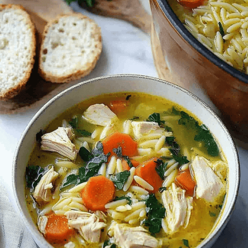 Lemon Chicken Orzo Soup