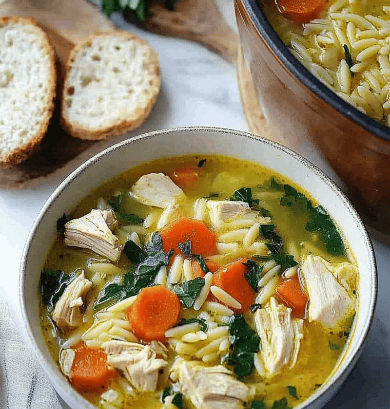 Lemon Chicken Orzo Soup