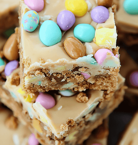 No Bake Easter Peanut Butter Bars