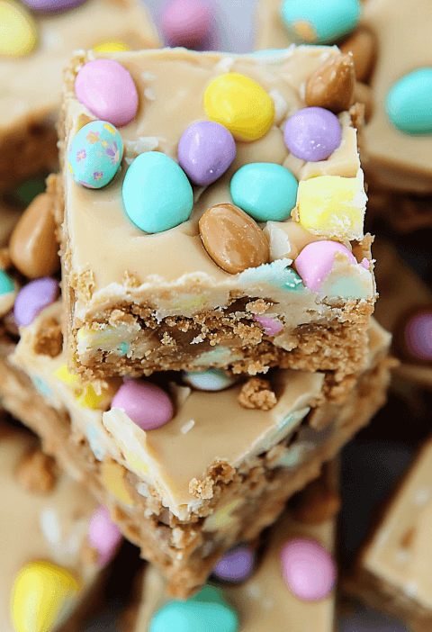 No Bake Easter Peanut Butter Bars