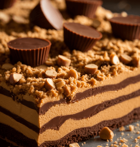 No Bake Peanut Butter Chocolate Lasagna