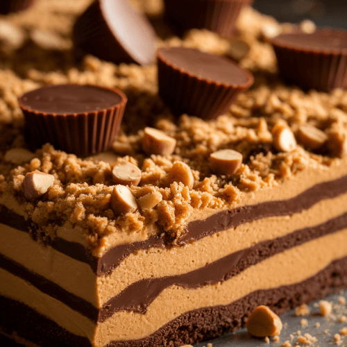 No Bake Peanut Butter Chocolate Lasagna