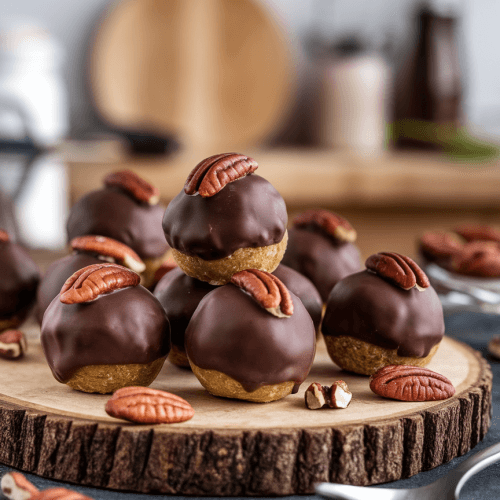 No Bake Pecan Pie Balls With Chocolate Coating