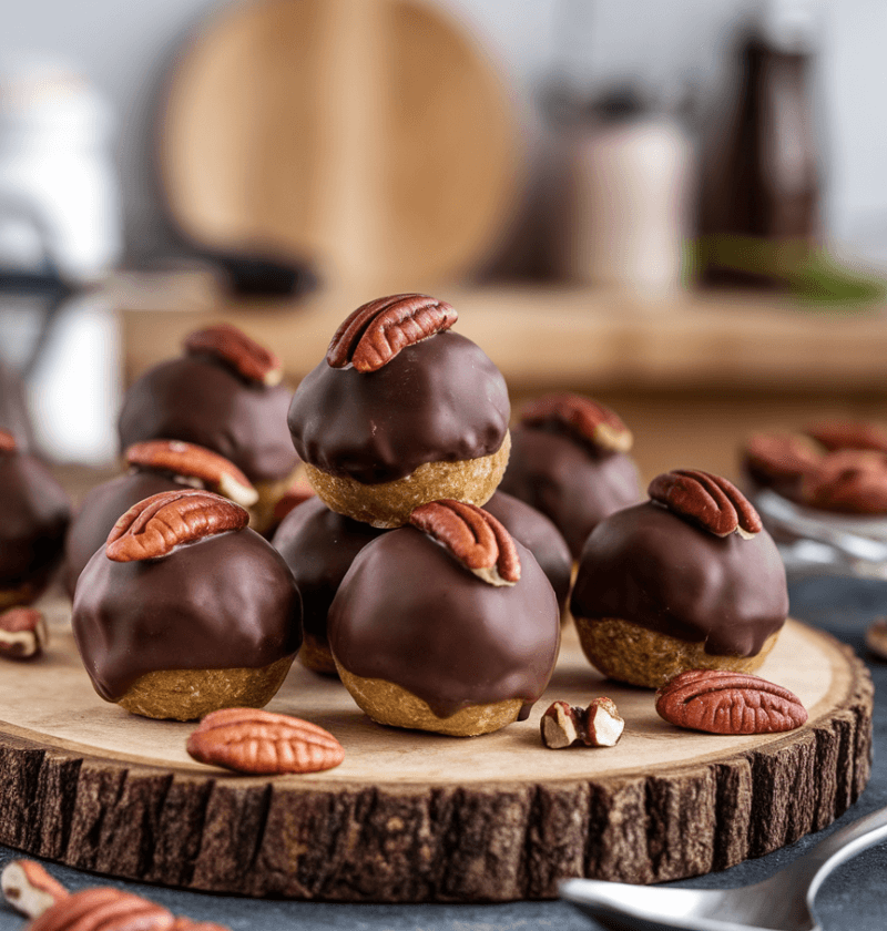 No Bake Pecan Pie Balls With Chocolate Coating