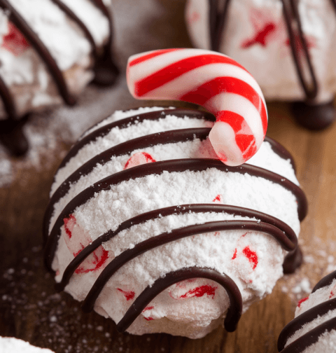 Peppermint Snowball Cookies