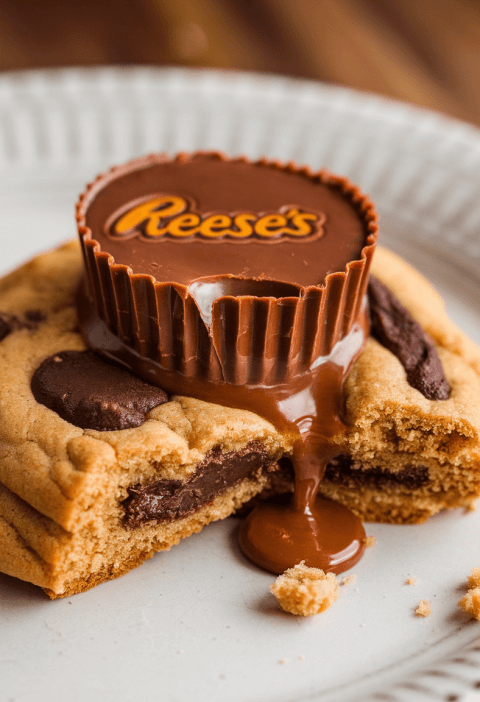 Reeses Peanut Butter Cup Stuffed Cookies