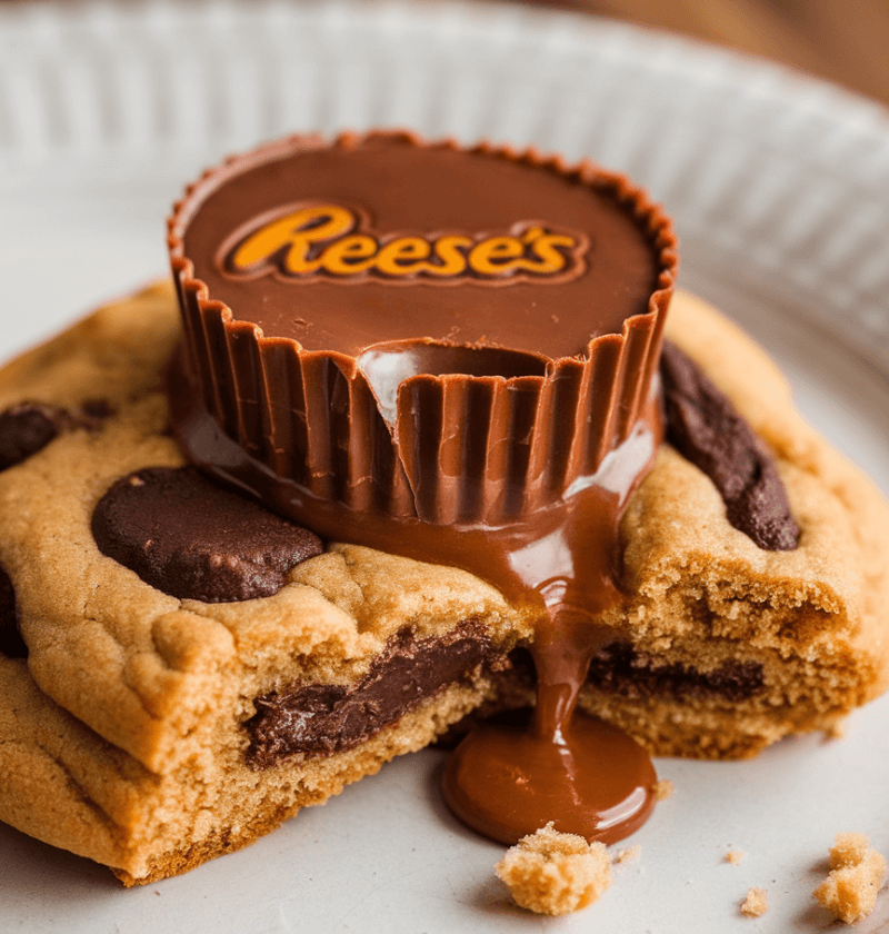 Reeses Peanut Butter Cup Stuffed Cookies