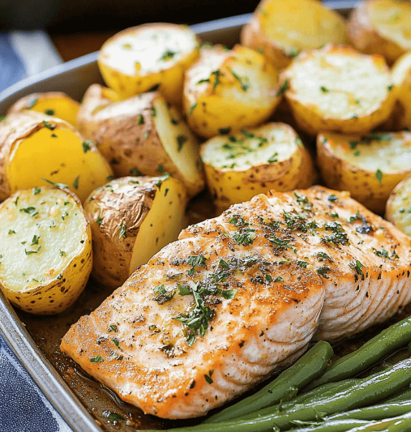 Sheet Pan Salmon With Green Beans Potatoes