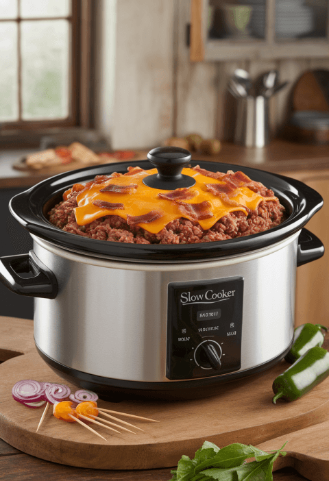 Slow Cooker Bacon Cheeseburger Dip