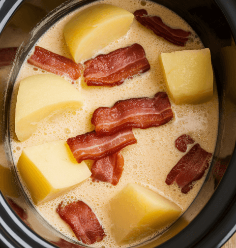 Slow Cooker Creamy Potato Bacon Soup