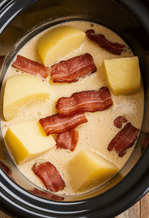 Slow Cooker Creamy Potato Bacon Soup