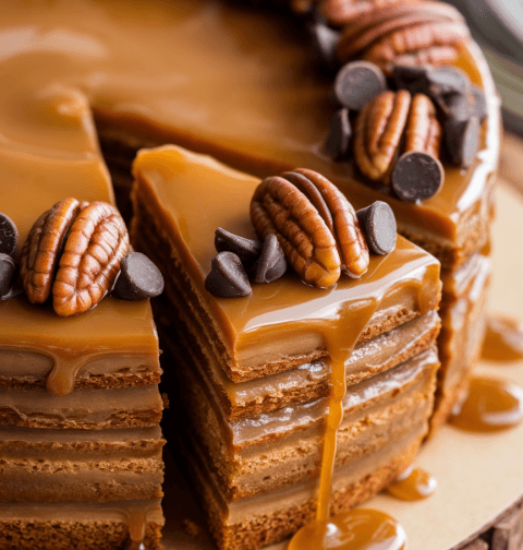 Turtle Caramel Cake