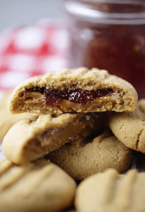 Peanut Butter And Jelly Stuffed Cookies