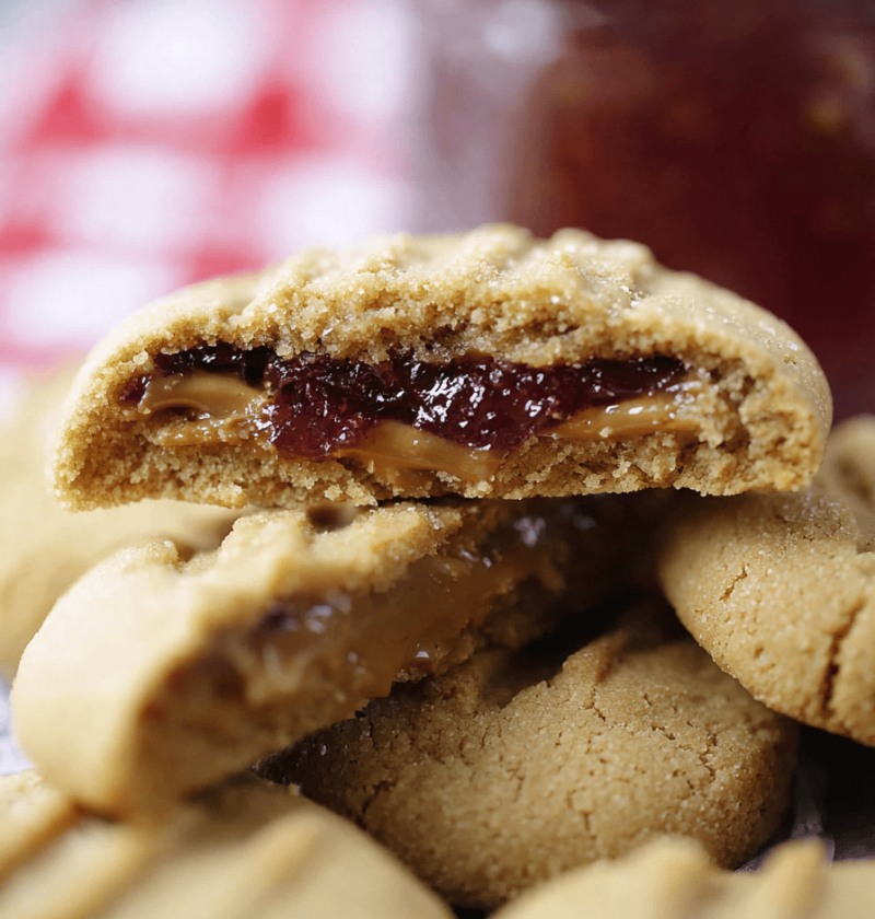 Peanut Butter And Jelly Stuffed Cookies