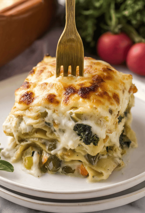 Vegetable Lasagna With White Sauce