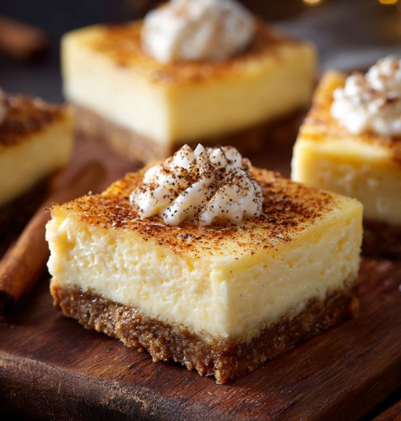 Eggnog Cheesecake Bars Recipe