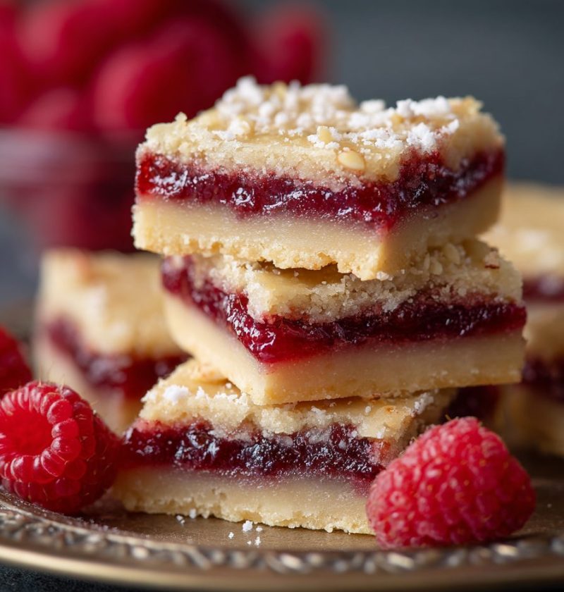 Raspberry Almond Shortbread Bars Recipe