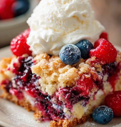 Red White & Blue Dump Cake Recipe