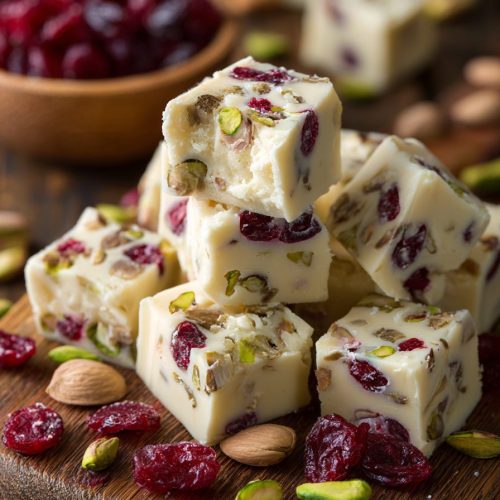 White Chocolate Cranberry Pistachio Fudge Recipe