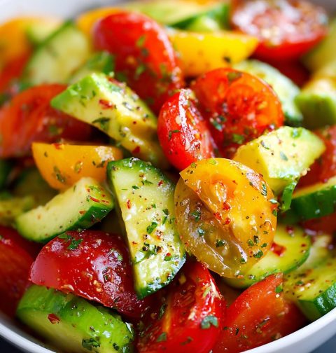 Cucumber Tomato Avocado Salad Recipe
