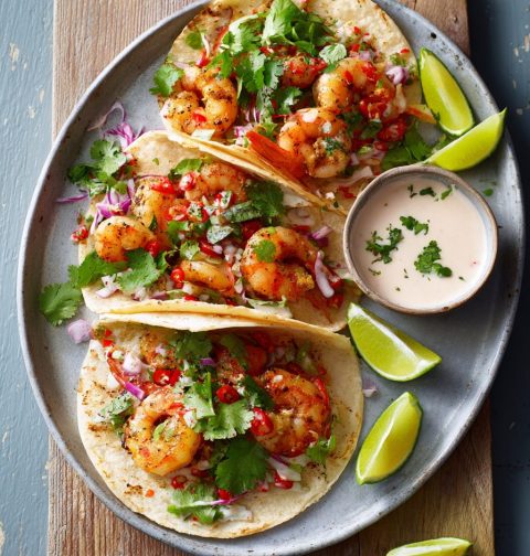 Shrimp Tacos With Lime Crema Recipe